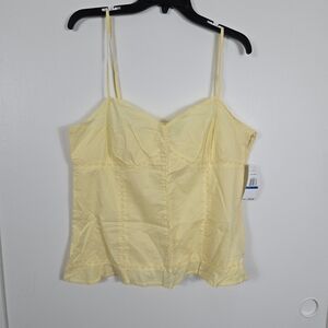Tommy Hilfiger Vintage Womens Light Yellow Y2K Lace Trim Camisole Top XL NEW